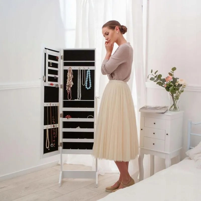 Шкаф за бижута с огледало 41,5 x 36,5 x 147 cm