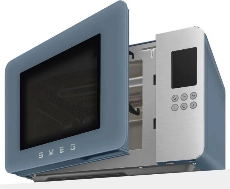 Микровълнова фурна с грил 4в1 SMEG Collezione MOC01SBMEU, 1900W, 29 л, 18 програми, Плавно затваряне, Звуков сигнал, LCD, Син