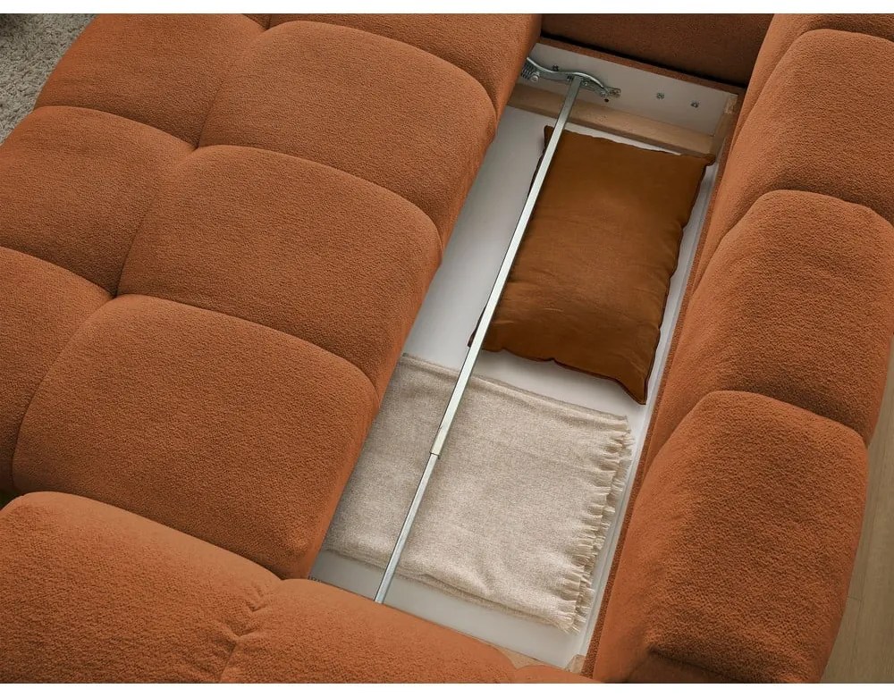 Теракотен шенилов сгъваем/с място за съхранение ъглов диван (ляв ъгъл/L форма) Everest – Bobochic Paris