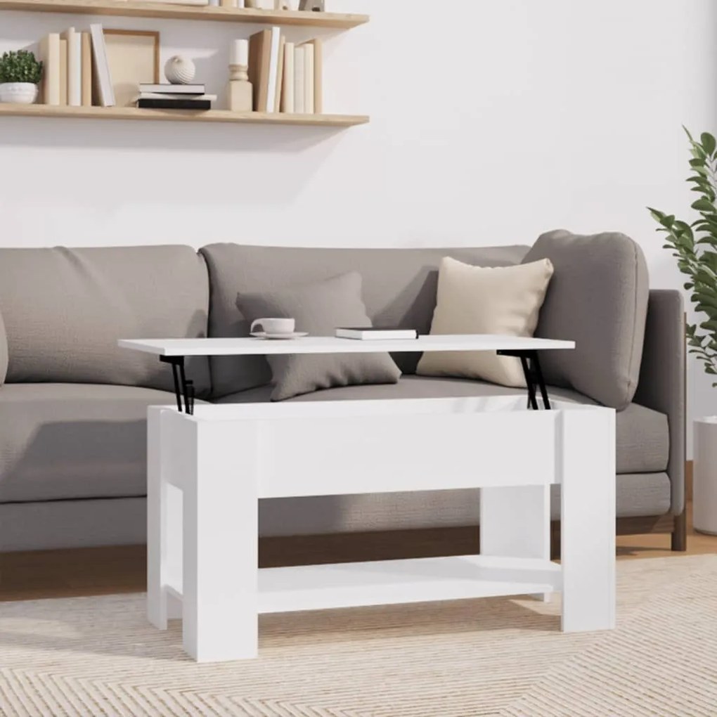 809701 vidaXL Маса за кафе, бяла, 101x49x52 см, инженерно дърво