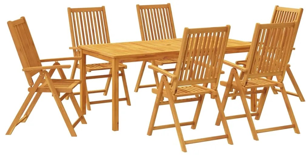 3295258 vidaXL Градински трапезен комплект, 7 части, 180x90x75 см, акациево дърво масив