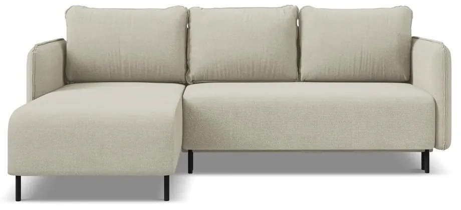 Бежов разтегателен ъглов диван с място за съхранение (ляв ъгъл) Luana – Makamii