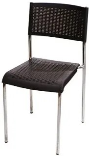 Стол Classic PVC ратан с хромникелови крака - Тъмно кафяв