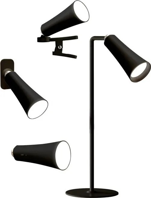 Черна LED настолна лампа (височина 47,5 cm) 4in1 – Brandani