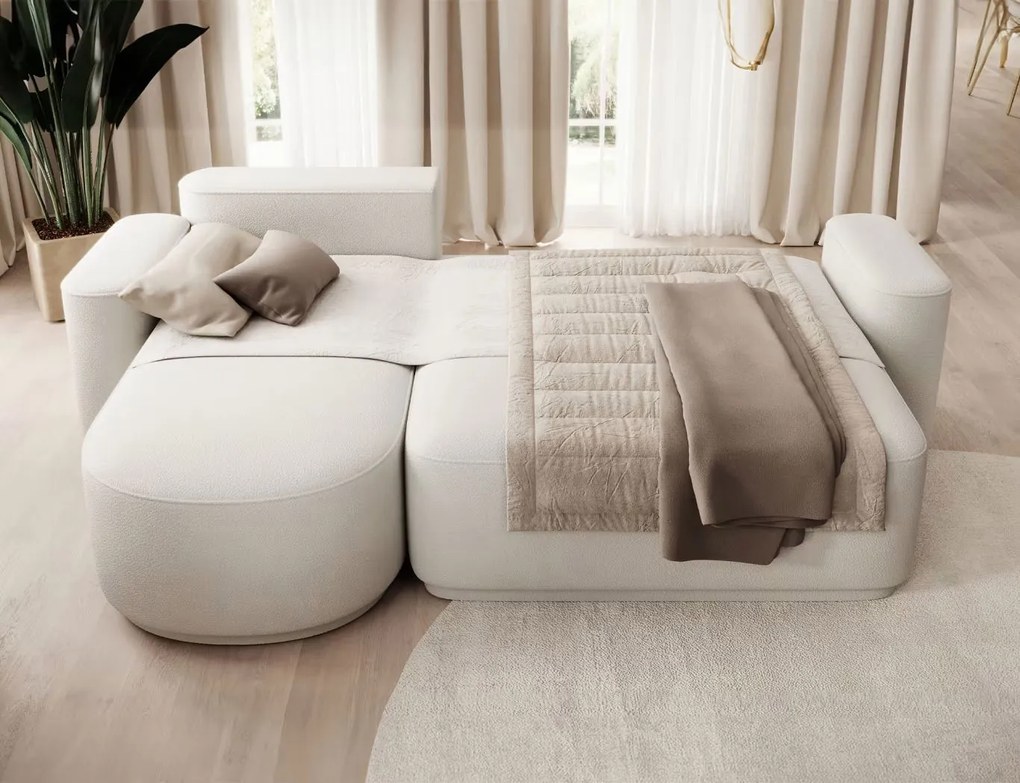 Ъглов диван Luxora-Светло бежов-ляв