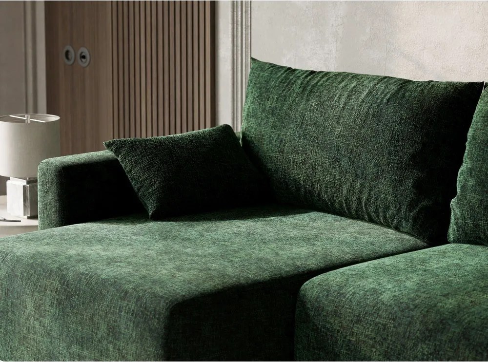 Тъмнозелен шенилов сгъваем/с място за съхранение ъглов диван (ляв ъгъл) Leon – Maison de Rêve
