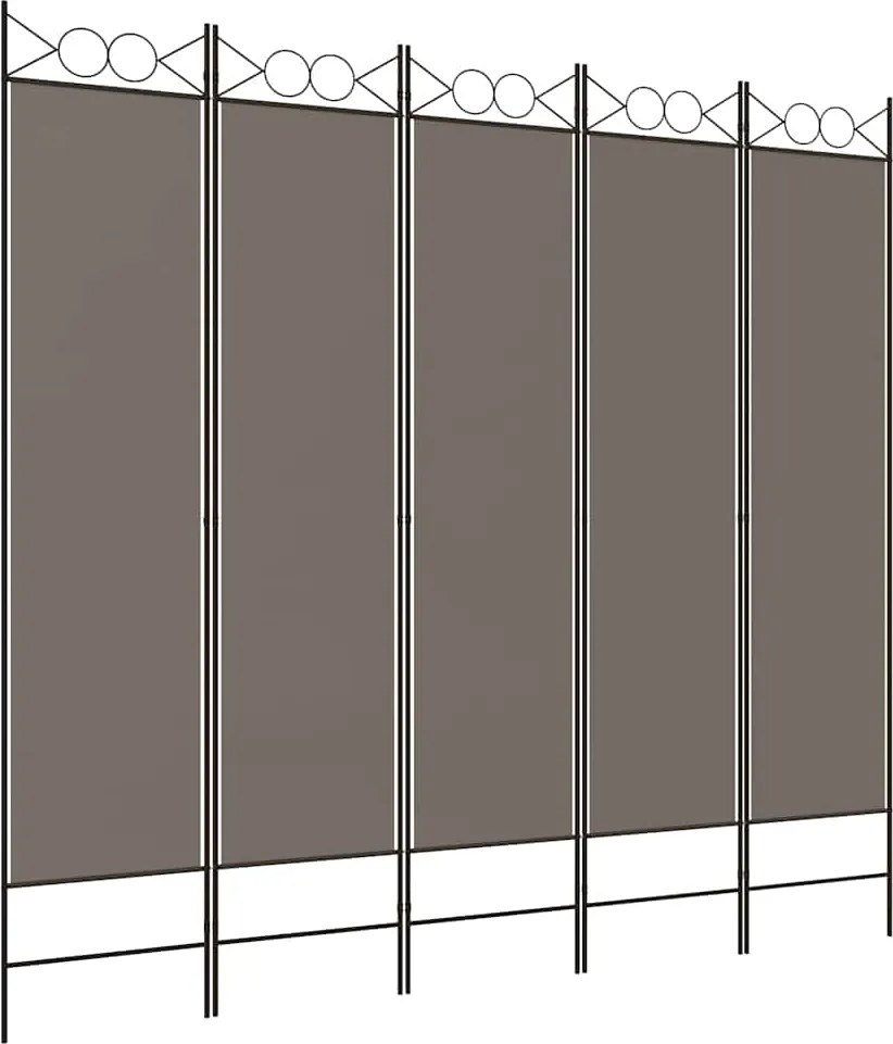 350172 vidaXL Параван за стая, 5 панела, антрацит, 200x220 cм, текстил