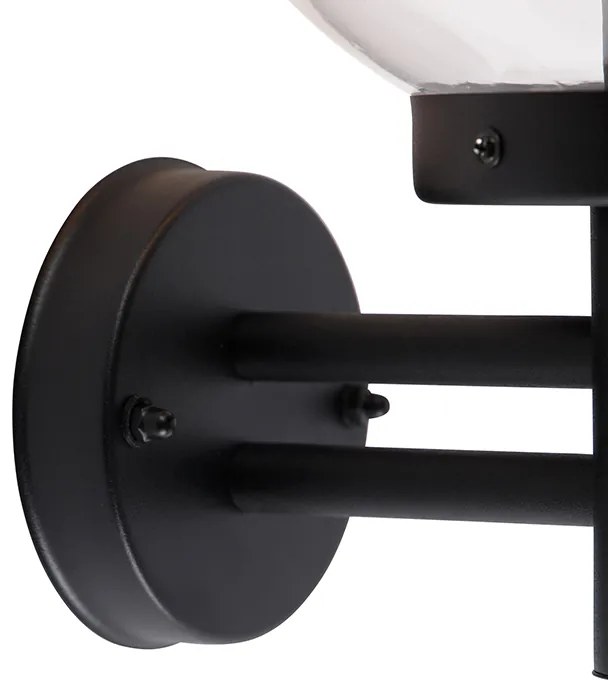 Външна стенна лампа черна с прозрачно стъкло с датчик за движение - Sfera