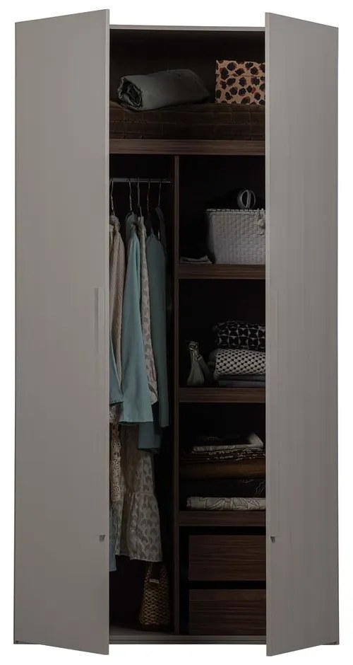 Сив модулен гардероб 110x210 cm Rens - WOOOD