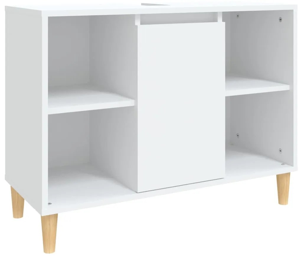 821284 vidaXL Шкаф за мивка, бял, 80x33x60 см, инженерно дърво