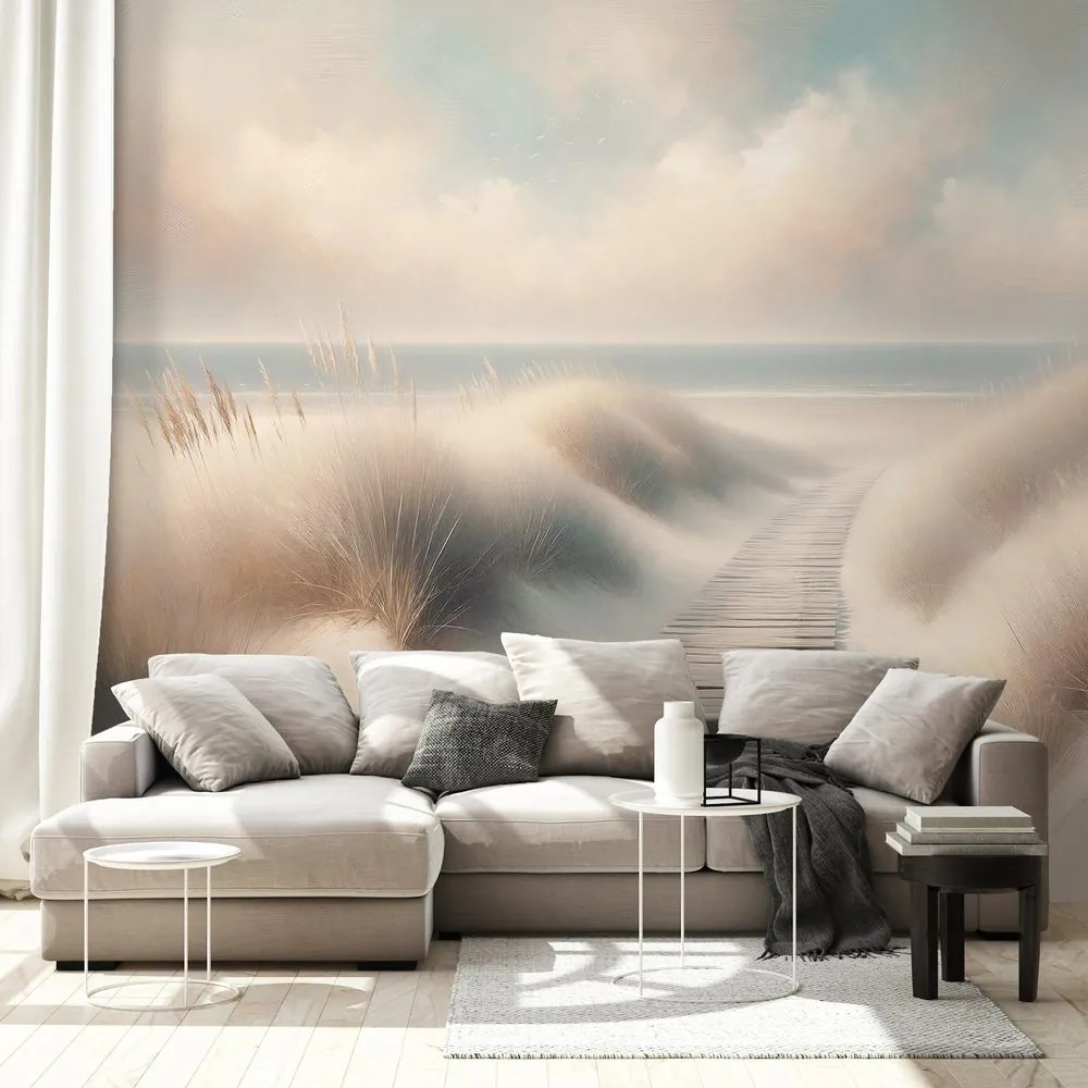 Тапет – Пясъчен плаж с дървена пътека