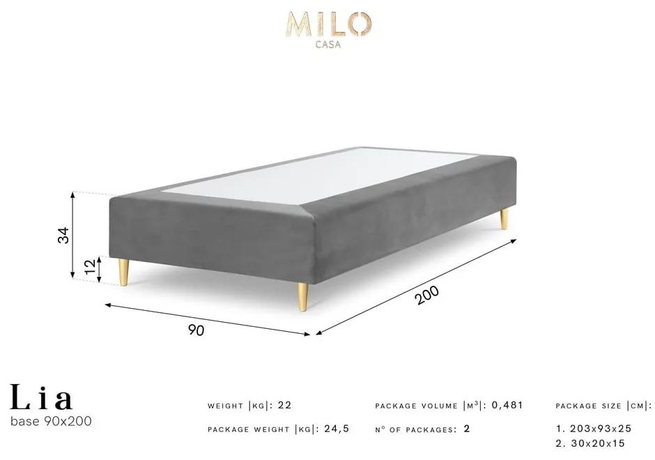 Светлосиньо кадифено единично легло , 90 x 200 cm Lia - Milo Casa