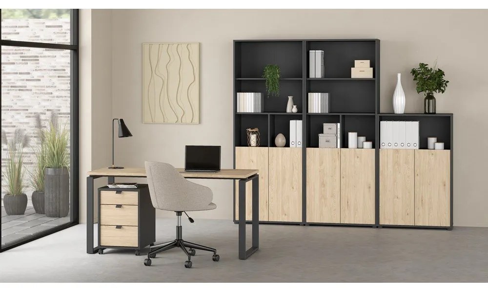 Антрацитна етажерка за книги 80x124 cm Sign - Tvilum