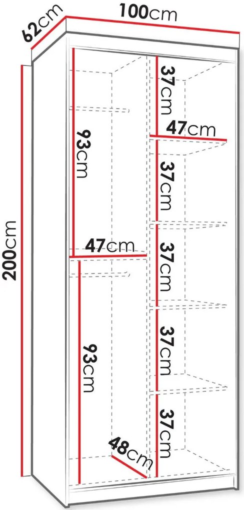 Гардероб Wika плъзгащ-Кашмир-Дължина: 100 см