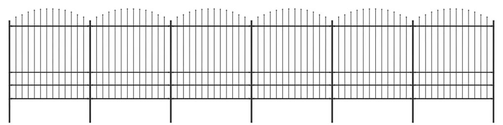 Sonata Градинска ограда с пики, стомана, (1,75-2)x10,2 м, черна