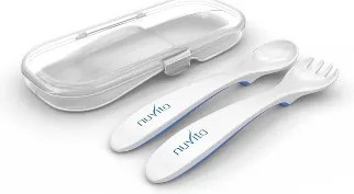 Nuvita - Комплект вилица и лъжица в кутия - розова