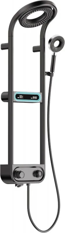 Mexen Peak Надграждане душ кабина с дъждовен душ и батерия, LED дисплей, черен - 78106-70