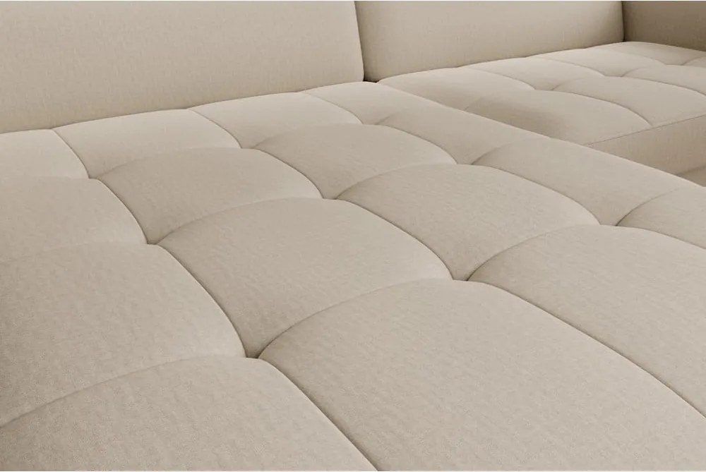 Бежов кадифен разтегателен ъглов диван с място за съхранение (ляв ъгъл) Gomsi – ELTAP