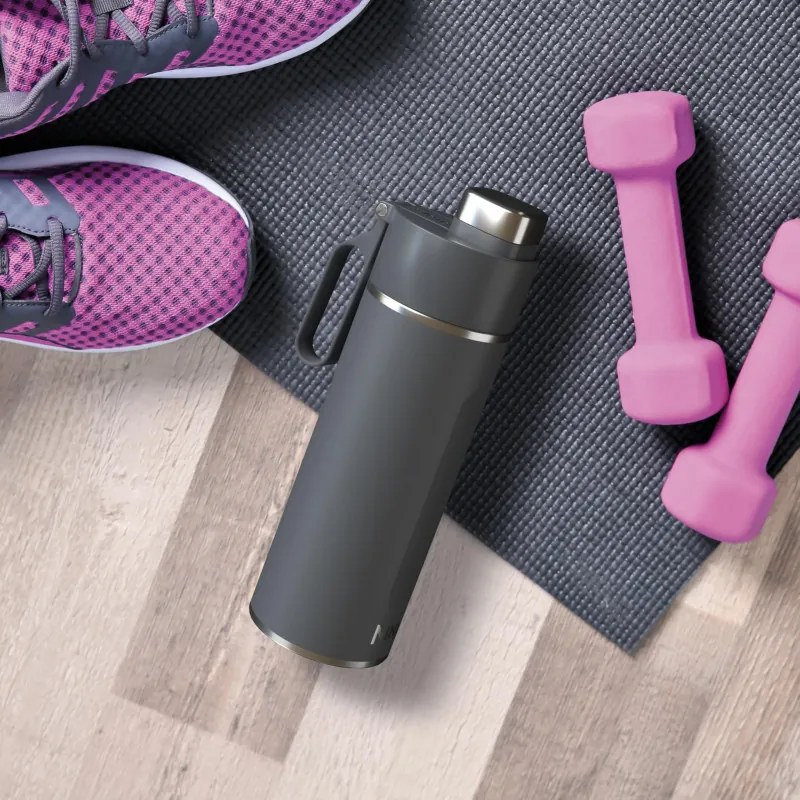 Термос Ninja DW2401EUUKGY, 700 мл, Подходящ и за газирани напитки, Тройна термоизолация, Без BPA, Топло до 8ч, Студено до 24ч, Сив