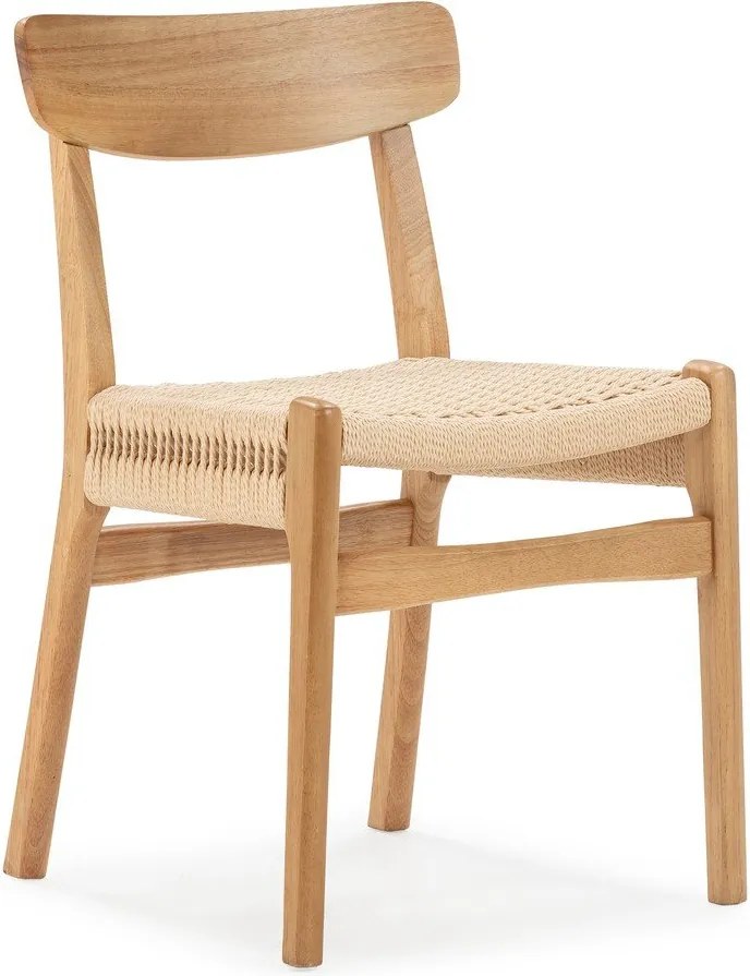 Трапезни столове в комплект 2 бр. от масивно каучуково дърво в естествен цвят Biel – MOME