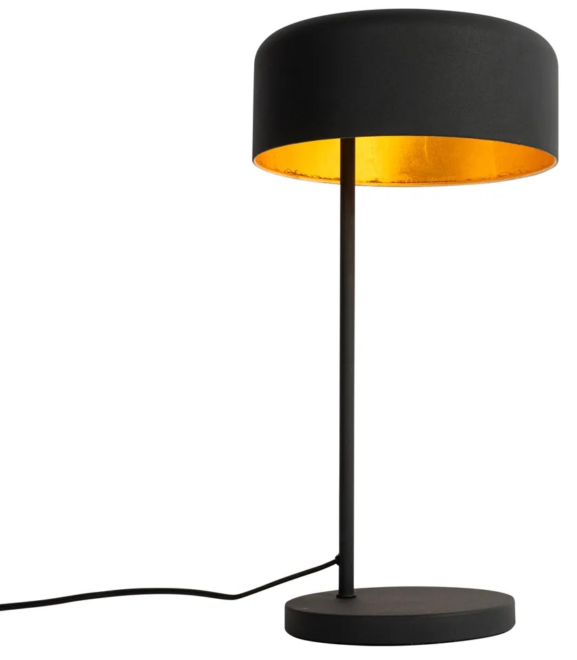 Ретро настолна лампа черна със златен интериор - Jinte