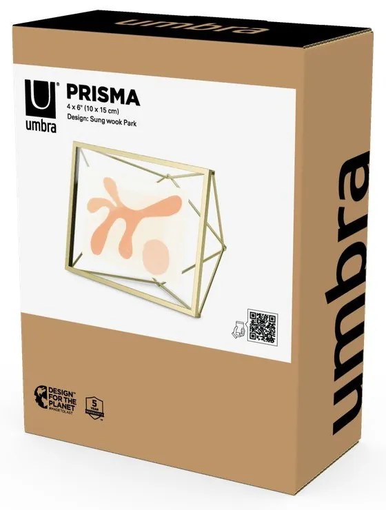 Метална стойка/рамка за стена в златист цвят 15x20 cm Prisma - Umbra