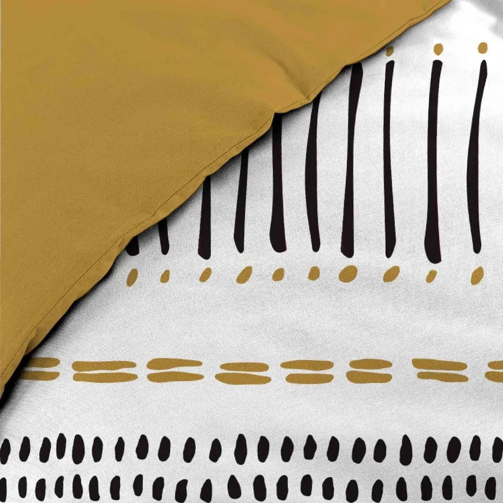 Двойно удължено памучно спално бельо в цвят горчица/бяло 240x220 cm Chicago – douceur d'intérieur