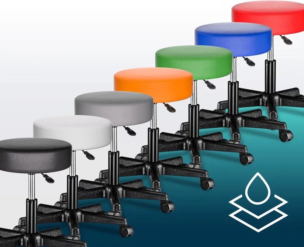 Козметичен стол на колелца 360°, регулируем - комплект от 2 Зелено