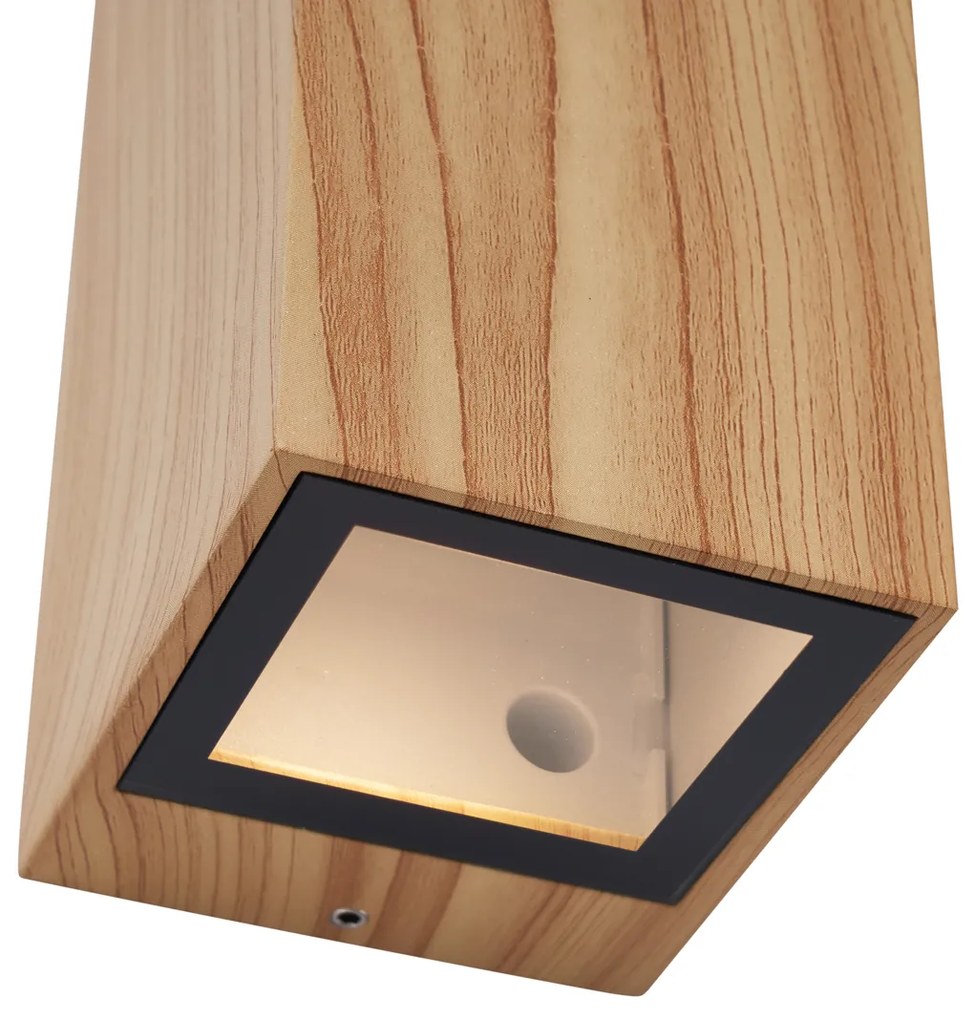 Скандинавска стенна лампа дърво 2 светлини GU10 70mm IP54 - Baleno