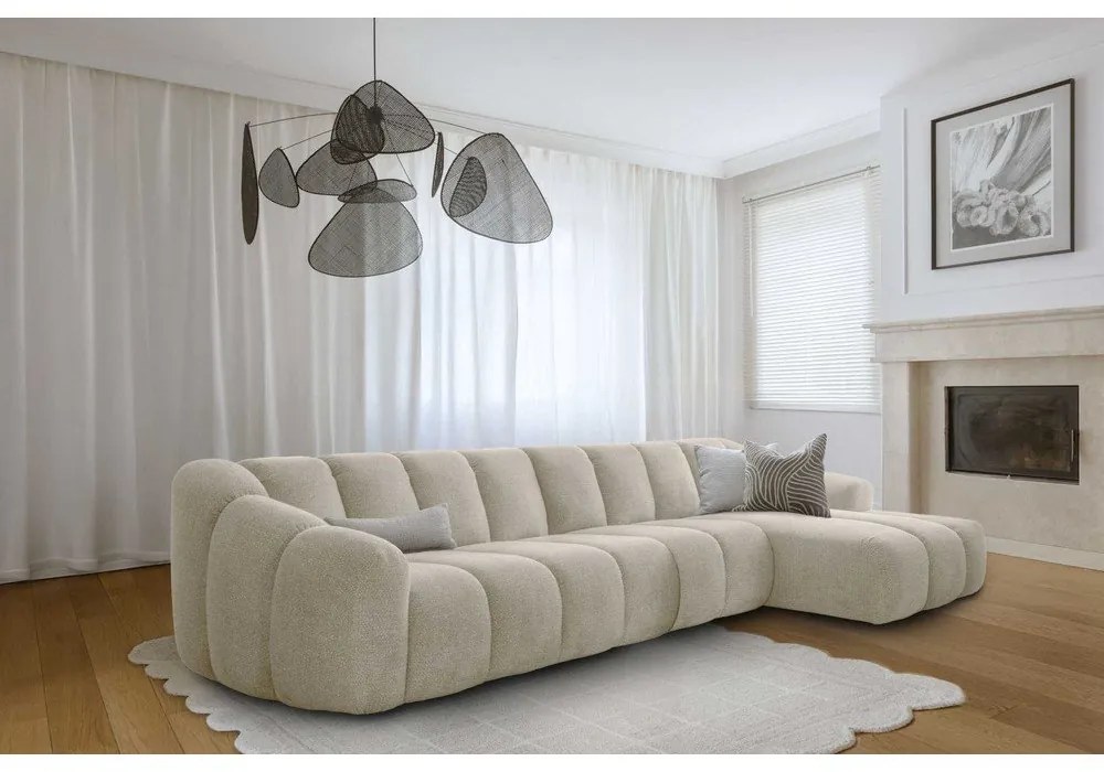 Бежов ъглов диван (десен ъгъл) Shell – Miuform