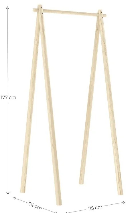 Кафяв шкаф за дрехи от борова дървесина Hongi - Karup Design