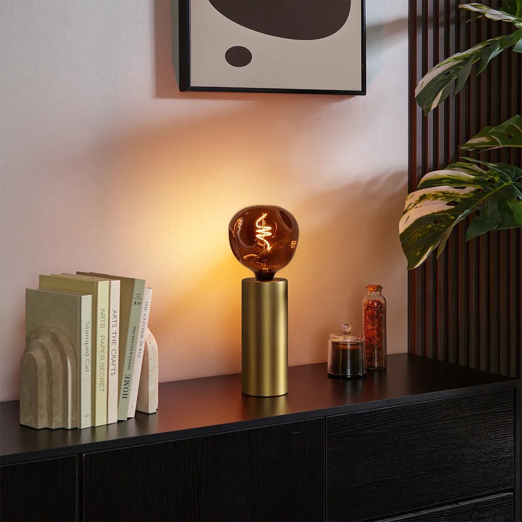 Модерна настолна лампа месинг 24 см - Cylinder