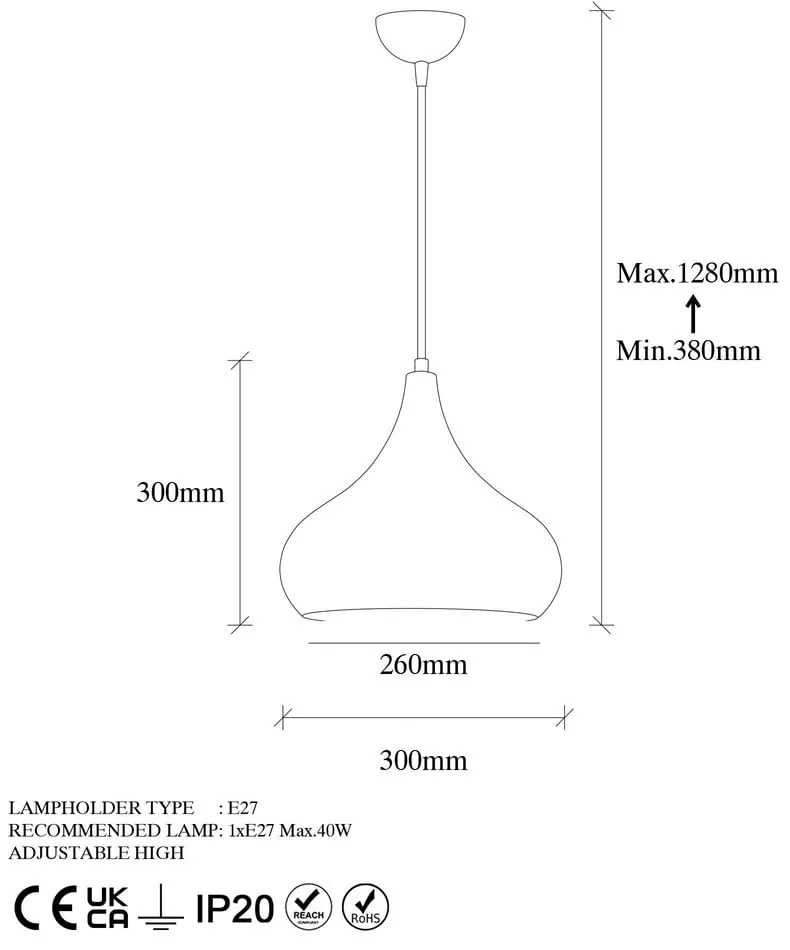 Висящо осветително тяло в меден цвят с метален абажур ø 30 cm Muba – Opviq lights