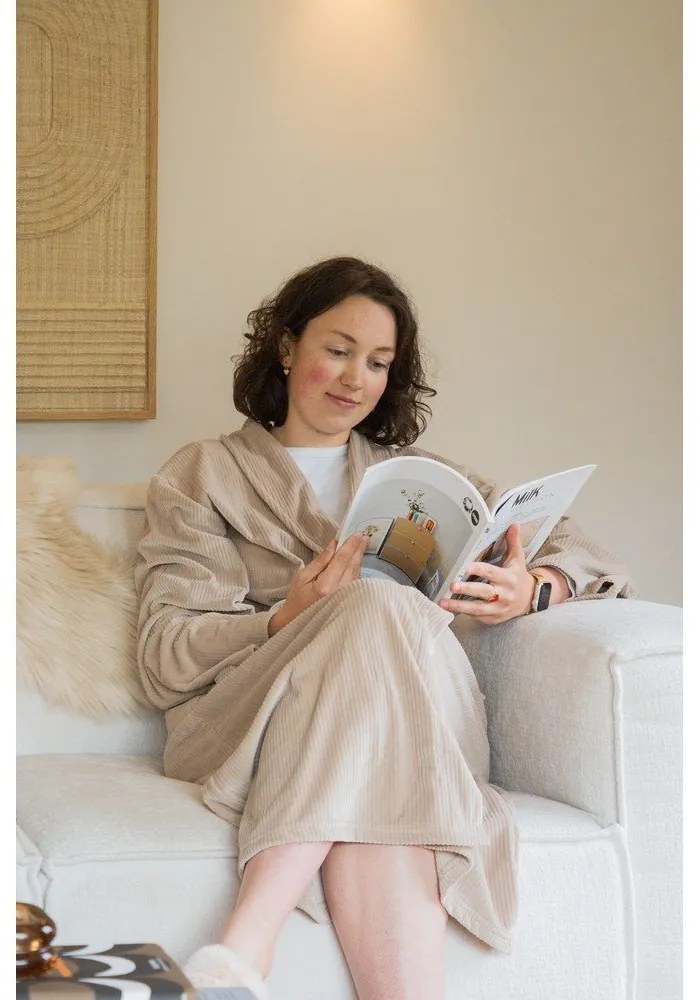 Кафяво-сива хавлия от микроплюш размер S/M Elena – Tiseco Home Studio