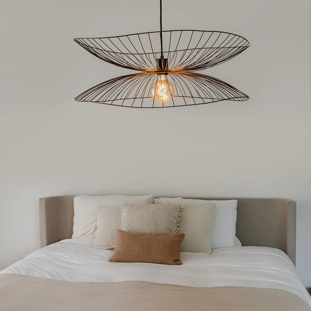 Смарт висяща лампа тъмен бронз с двоен абажур вкл. Wifi G95 - Pua