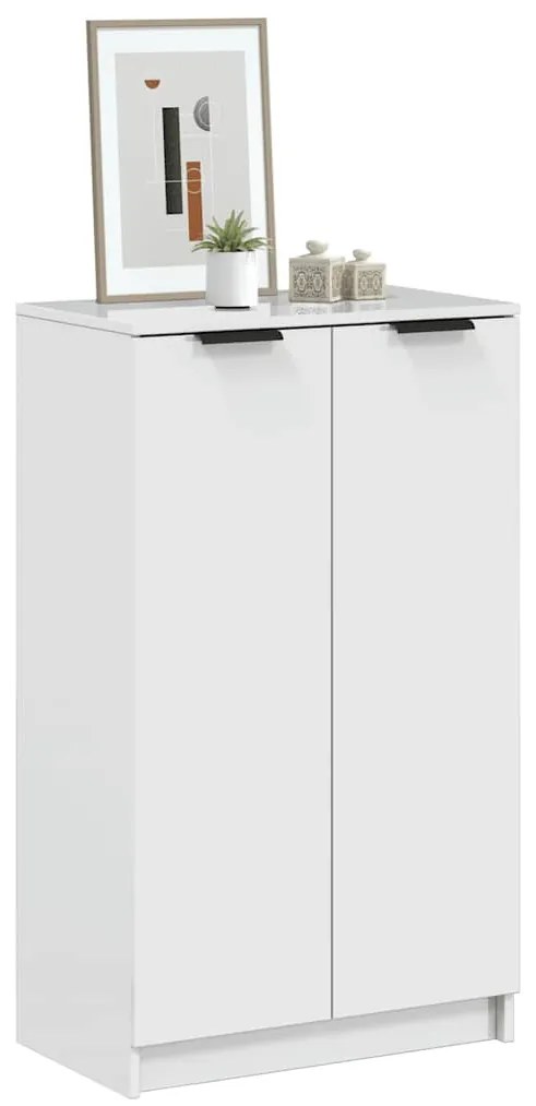 811445 vidaXL Шкаф за обувки, бял гланц, 59x35x100,5 см, инженерно дърво
