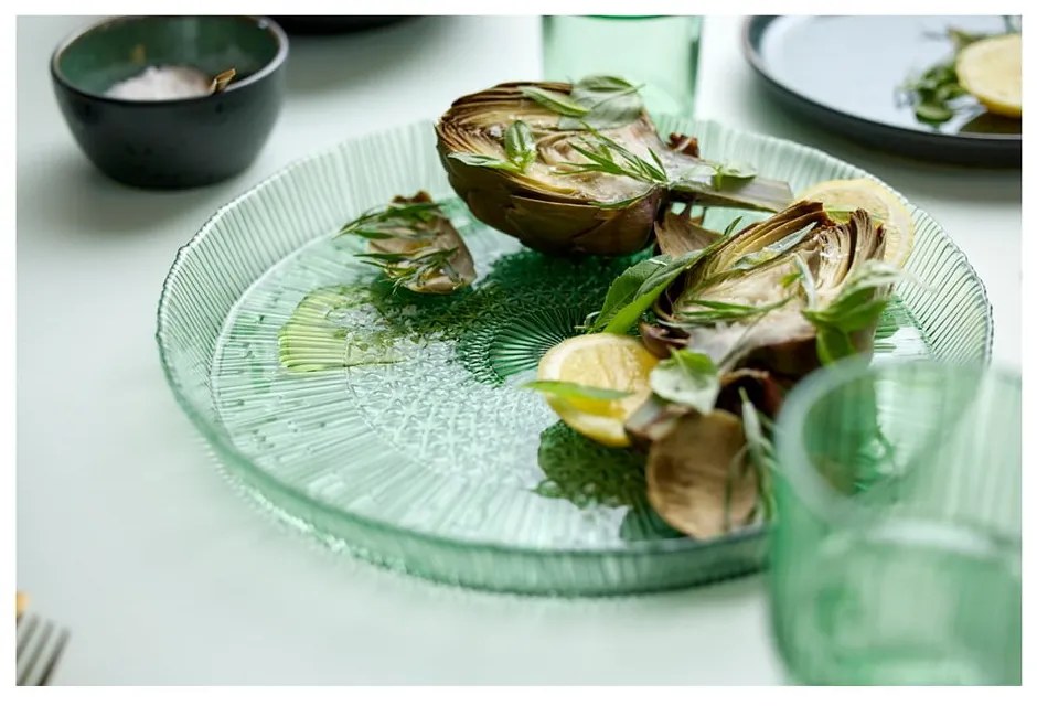 Зелена стъклена чиния за сервиране ø 30 cm Kusintha - Bitz