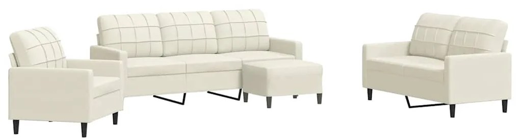 3278369 vidaXL Комплект дивани от 4 части с възглавници, кремав, кадифе