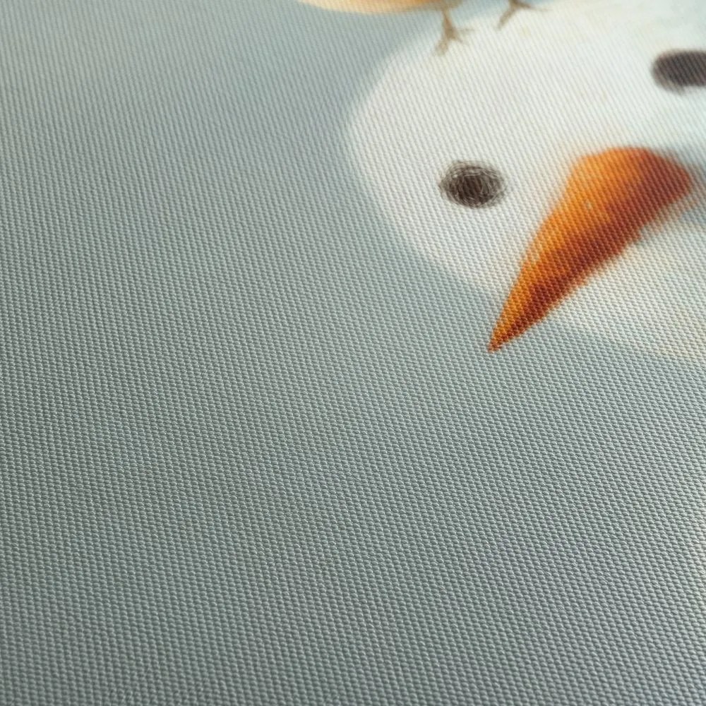 Картина на платно – Коледен снежен човек с птиче