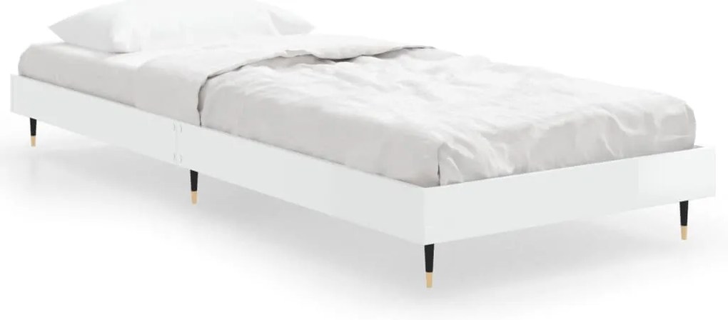 832207 vidaXL Рамка за легло, бял гланц, 75x190 см, инженерно дърво