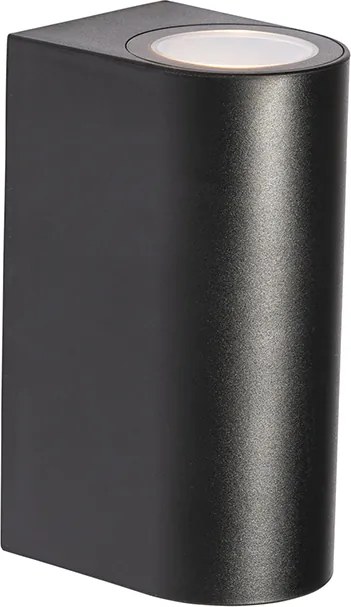 Модерна външна стенна лампа черна пластмаса овална 2-светлина - Baleno