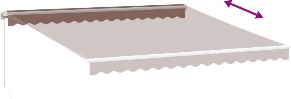 Ръчно прибираща се тента с LED, кафяв, 400x300 см