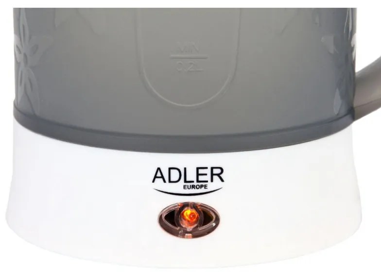 Електрическа кана за туризъм Adler AD 1268, 900W, 600 мл, 2 чаши, Автоматично изключване, Бял/сив