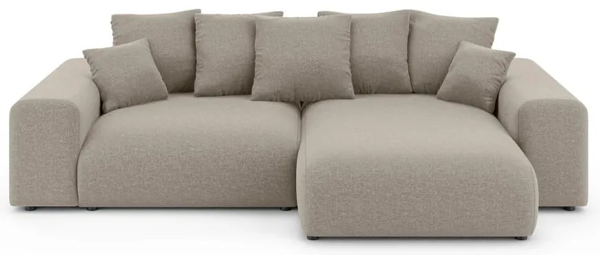 Бежов разтегателен ъглов диван с място за съхранение (променлив) Luma – Ropez