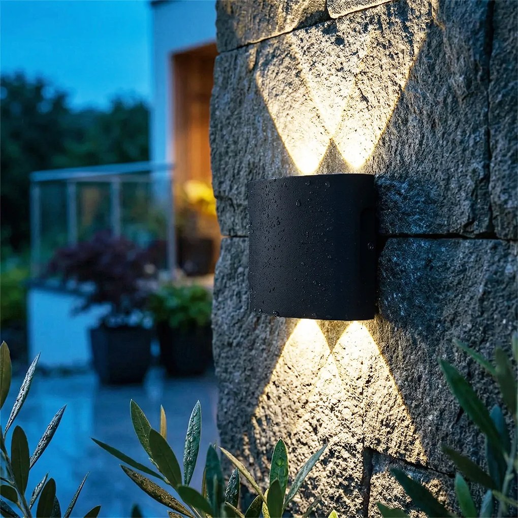 Външна стенна лампа черна с LED 4-светлини IP54 - Silly