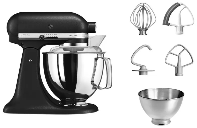 Планетарен миксер KitchenAid Artisan Elegance 5KSM175PSEBK, 300 W, 4.8 л, Direct drive, 10 скорости, Черен мат
