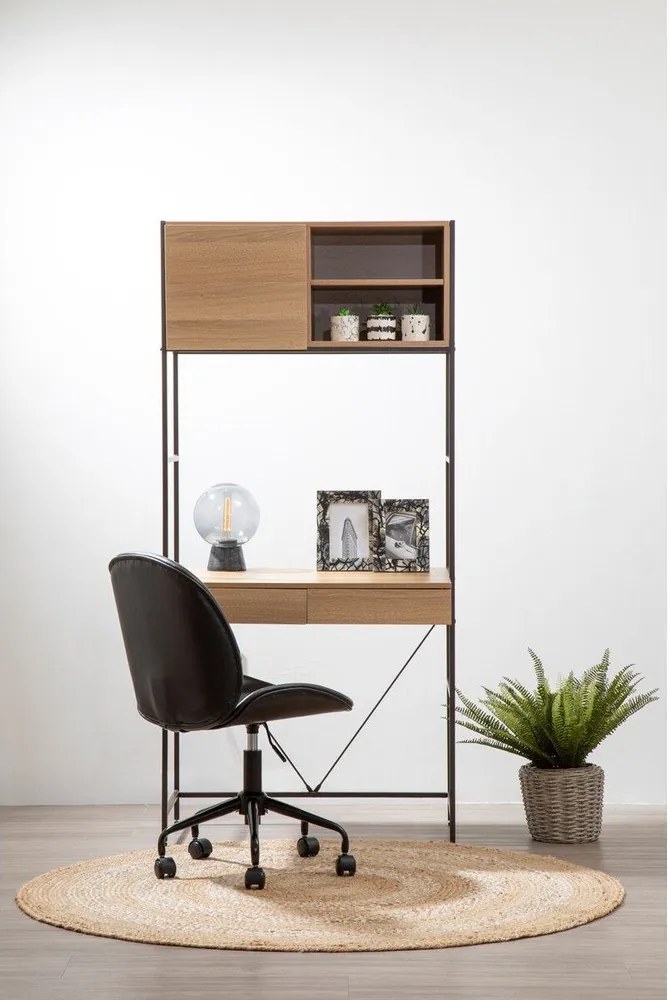 Черен офис стол от имитация на кожа Clinton – Premier Housewares