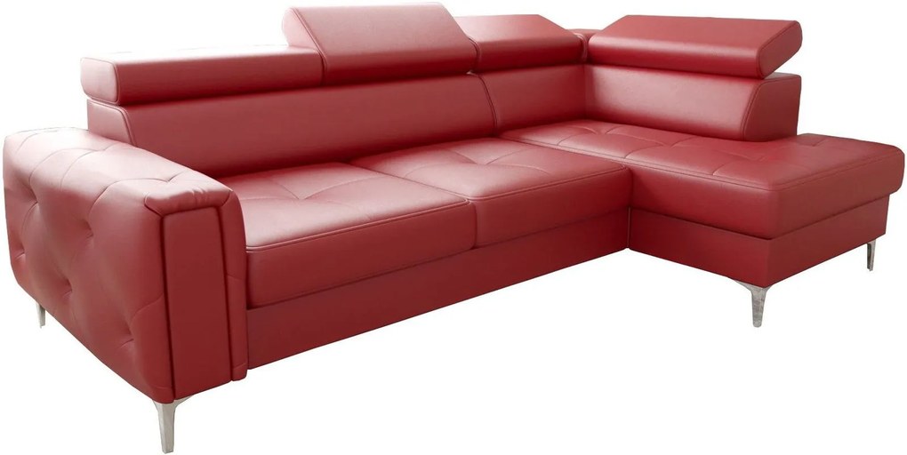 Ъглов диван Almeria LTHR-Kokkino-Right