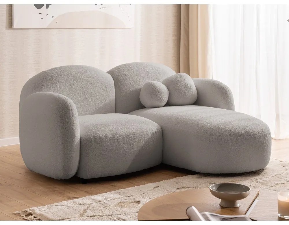 Сив ъглов диван от прежда с примки от букле (десен ъгъл) Orbit – Ropez