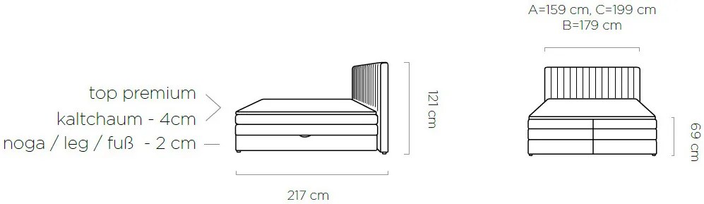 Тапицирано легло Melantha С матрак и протекор-140 x 200-Mauro